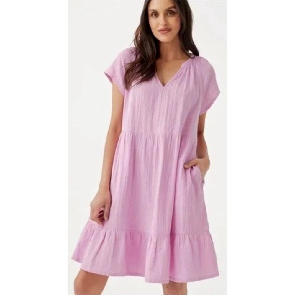 PACT 100% Organic Cotton Coastal Double Gauze Throw-and-Go Dress Size M
